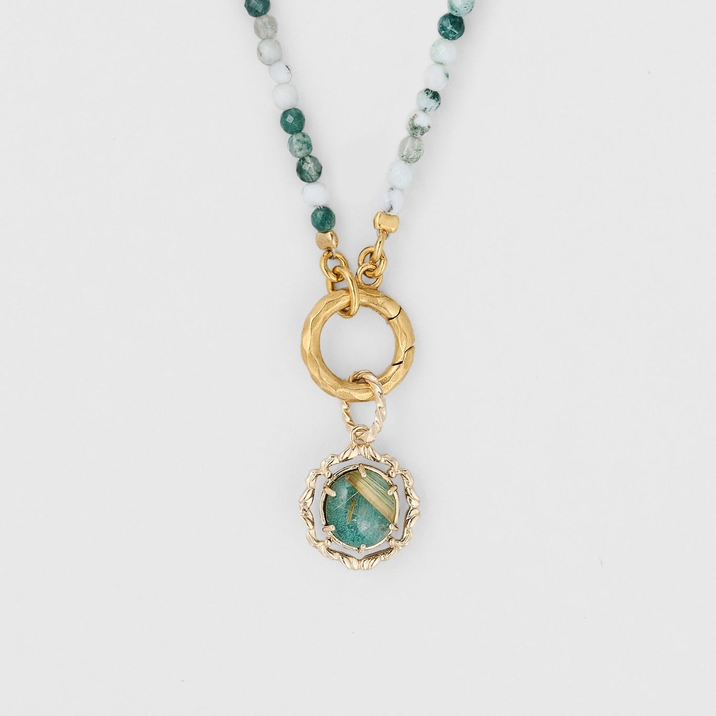 Royal Palace Malachite & Rutilated Quartz Pendant