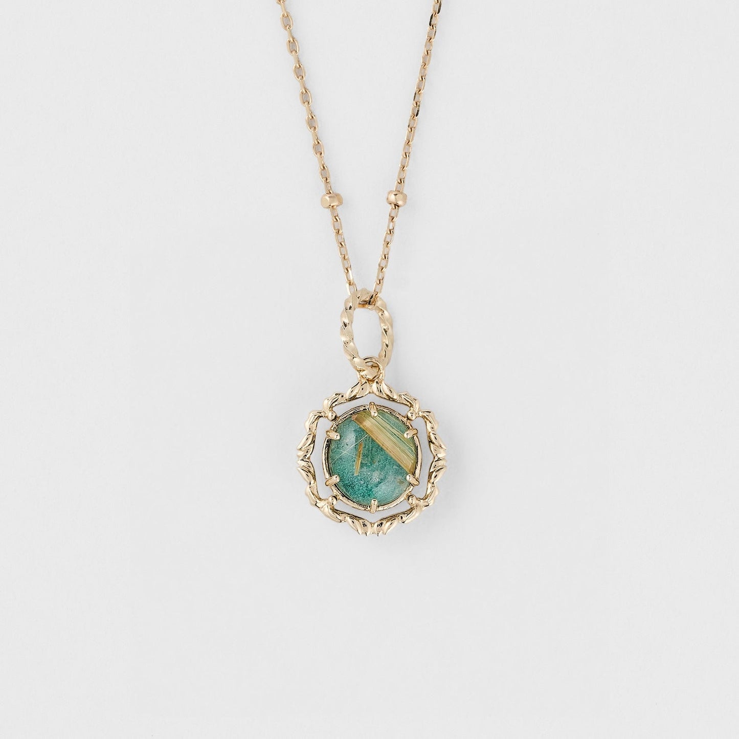 Royal Palace Malachite & Rutilated Quartz Pendant