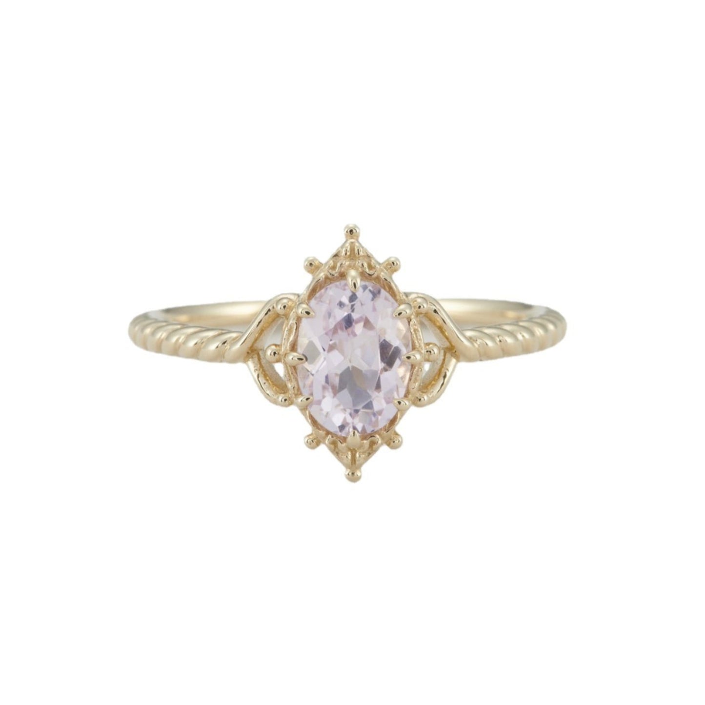 Antique-Style Amethyst Crown Bubble Ring - Crystally