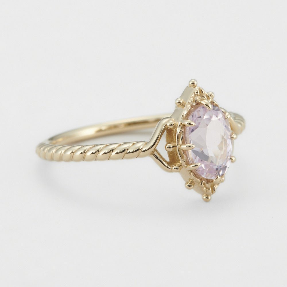 Antique-Style Amethyst Crown Bubble Ring - Crystally