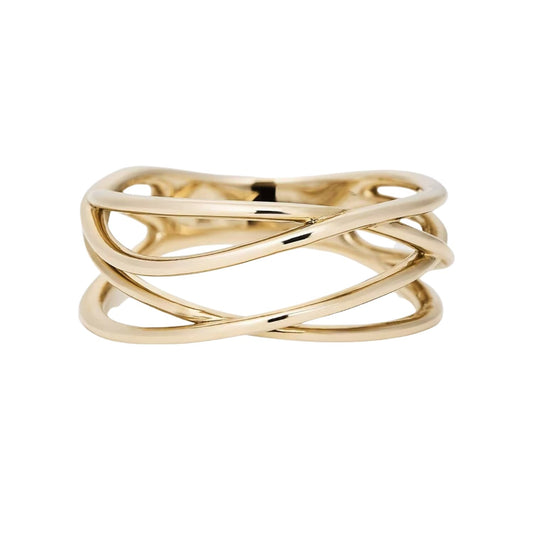 Asymmetric 14k Gold Plated Stackable Ring Band - Crystally