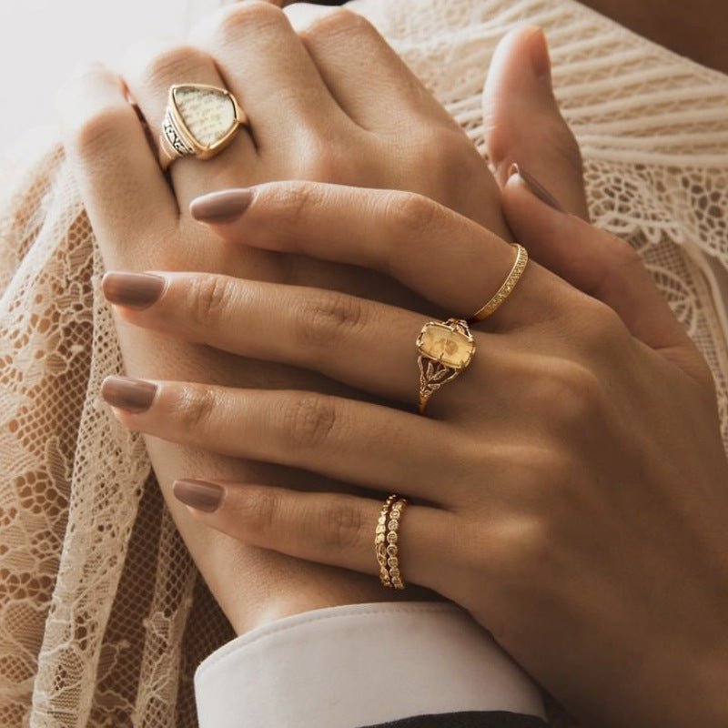 Retro Citrine with Rose Ring