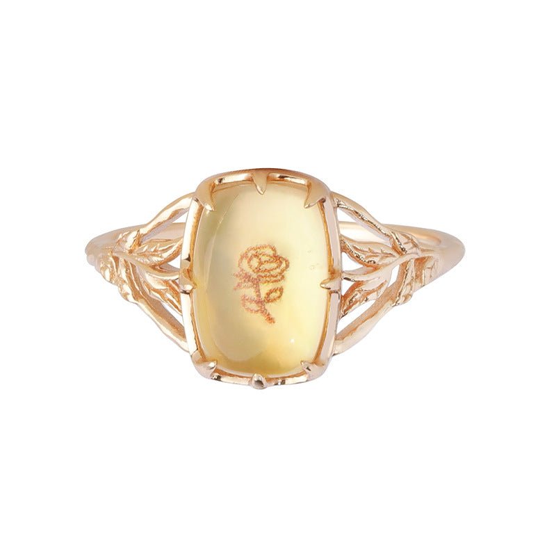 Retro Citrine with Rose Ring