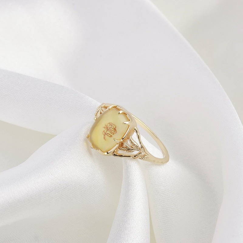 Retro Citrine with Rose Ring