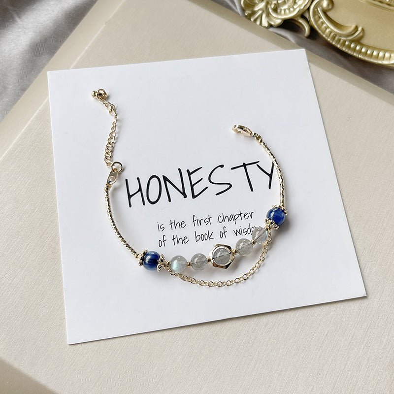 Designed Grey Moonstone & Blue Kyanite Bracelet