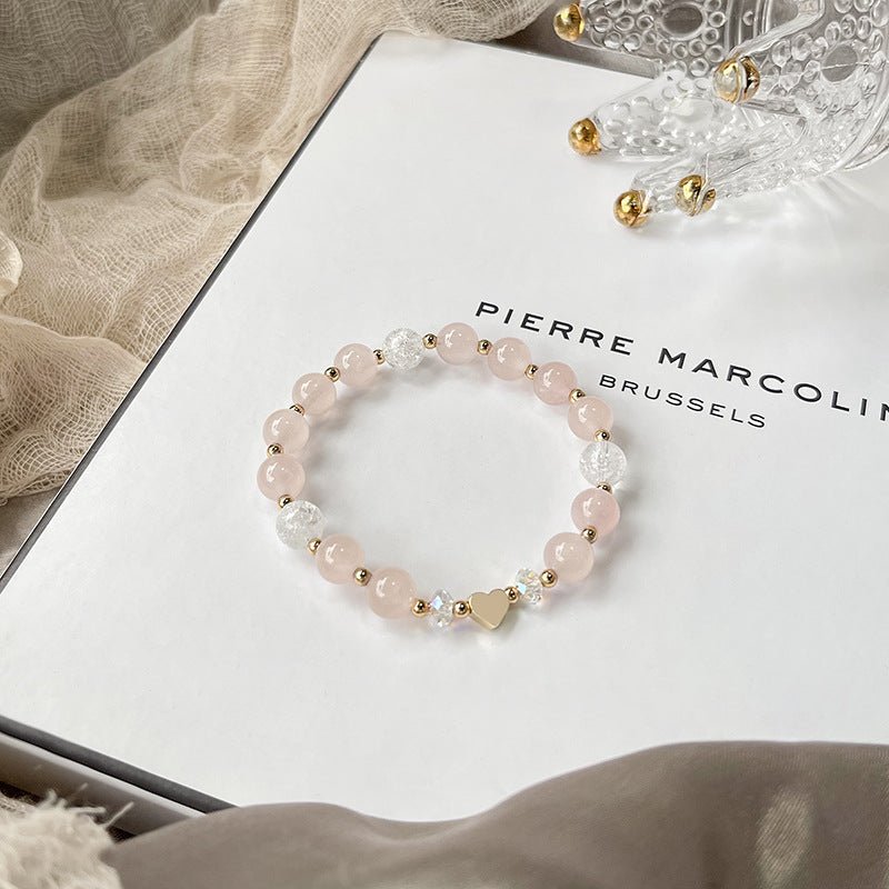 Modern Madagascar Rose Quartz & Clear Quartz Bracelet