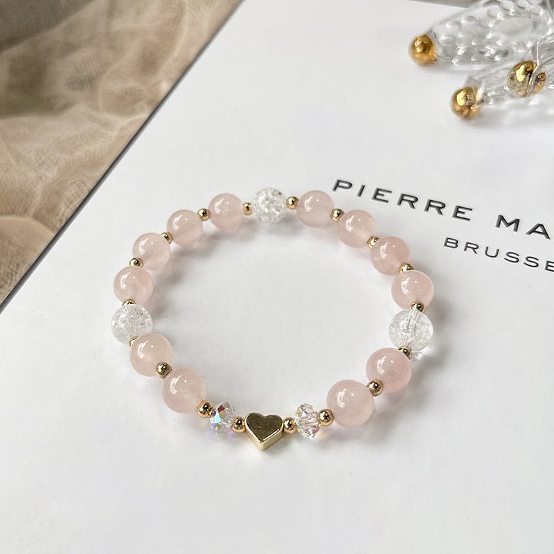 Modern Madagascar Rose Quartz & Clear Quartz Bracelet