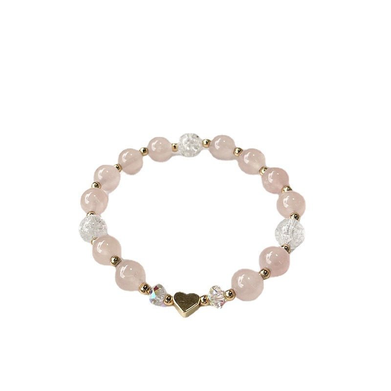 Modern Madagascar Rose Quartz & Clear Quartz Bracelet