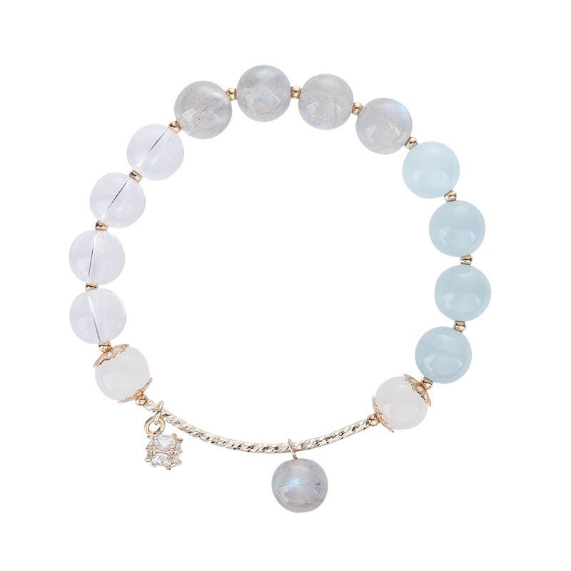 Moonstone, Clear Quartz & Aquamarine Bracelet