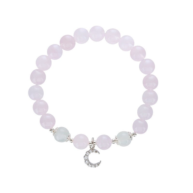 Moonstone & Rose Quartz Bracelet with crescent tarnish