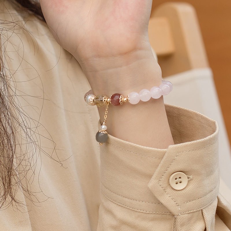 Designed Rose Quartz & Ritualized Quartz Bracelet - Crystally