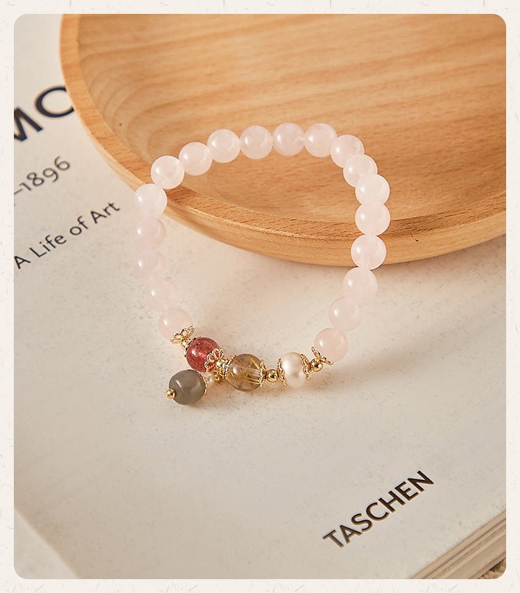 Designed Rose Quartz & Ritualized Quartz Bracelet - Crystally