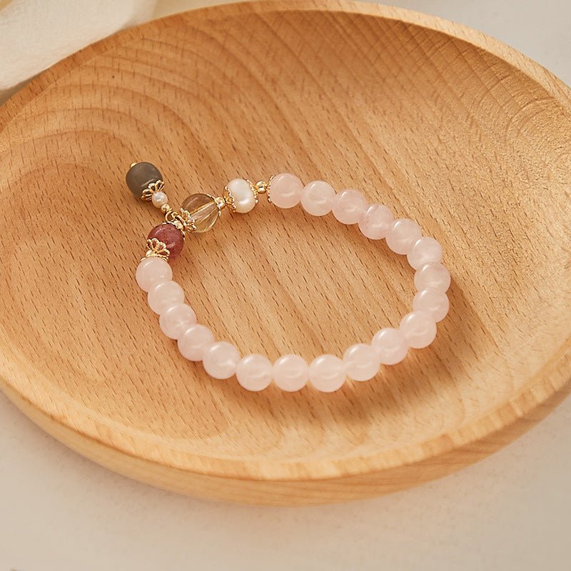 Designed Rose Quartz & Ritualized Quartz Bracelet - Crystally