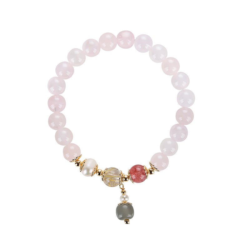 Designed Rose Quartz & Ritualized Quartz Bracelet - Crystally