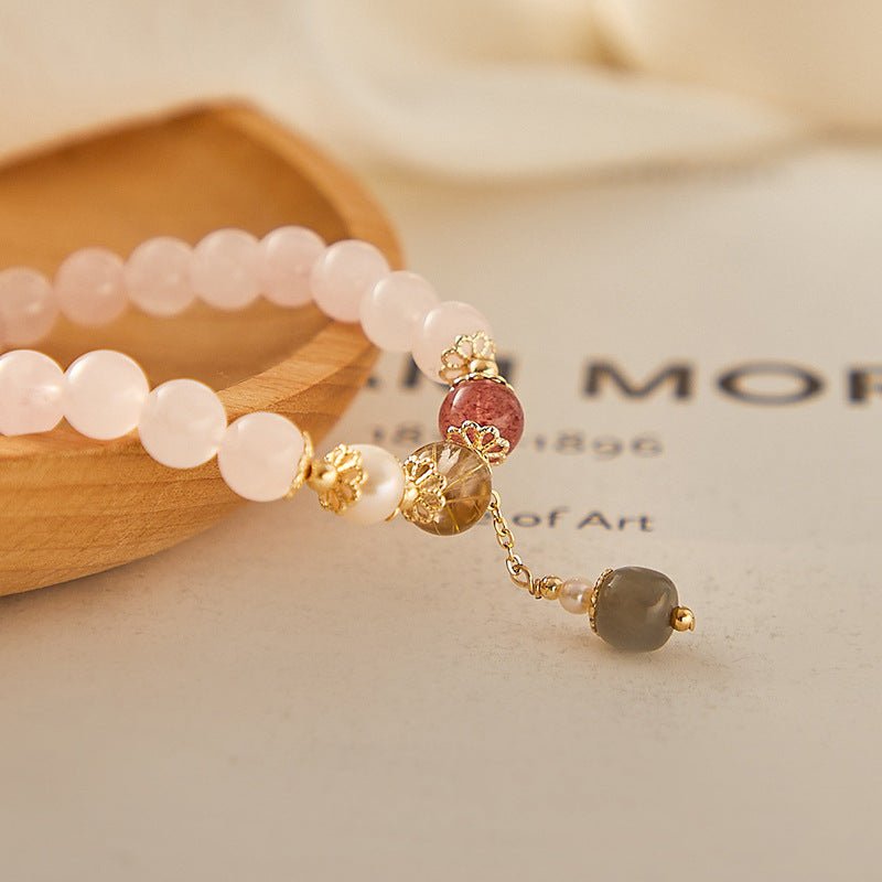 Designed Rose Quartz & Ritualized Quartz Bracelet - Crystally