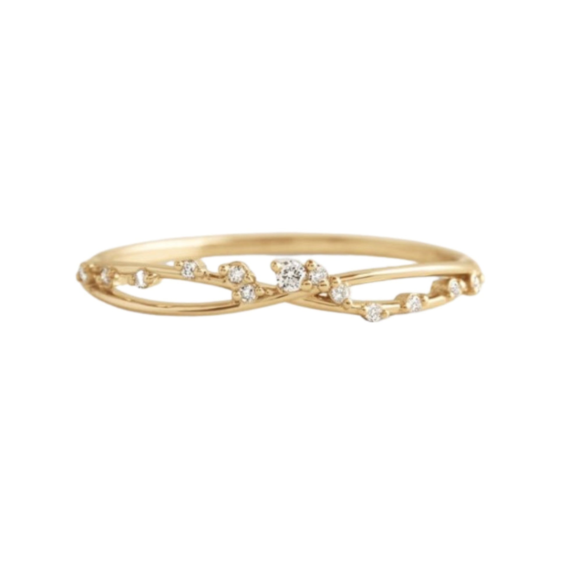 French Retro Asymmetric Zircon Stackable Band - Crystally