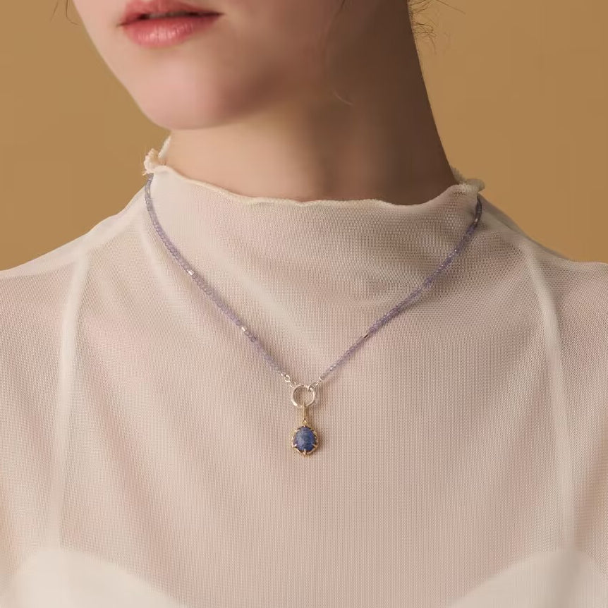 French Retro Lapis Lazuli Pendant Necklace - Crystally