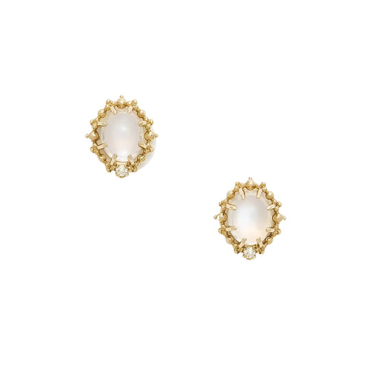 French Retro Moonstone & Zircon Earrings - Crystally