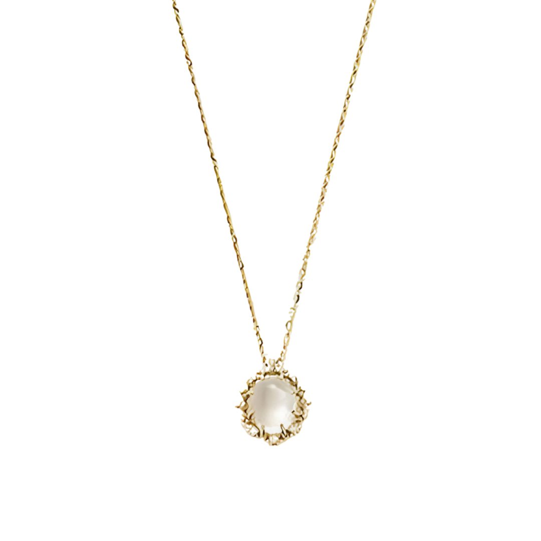 French Retro Moonstone & Zircon Necklace - Crystally