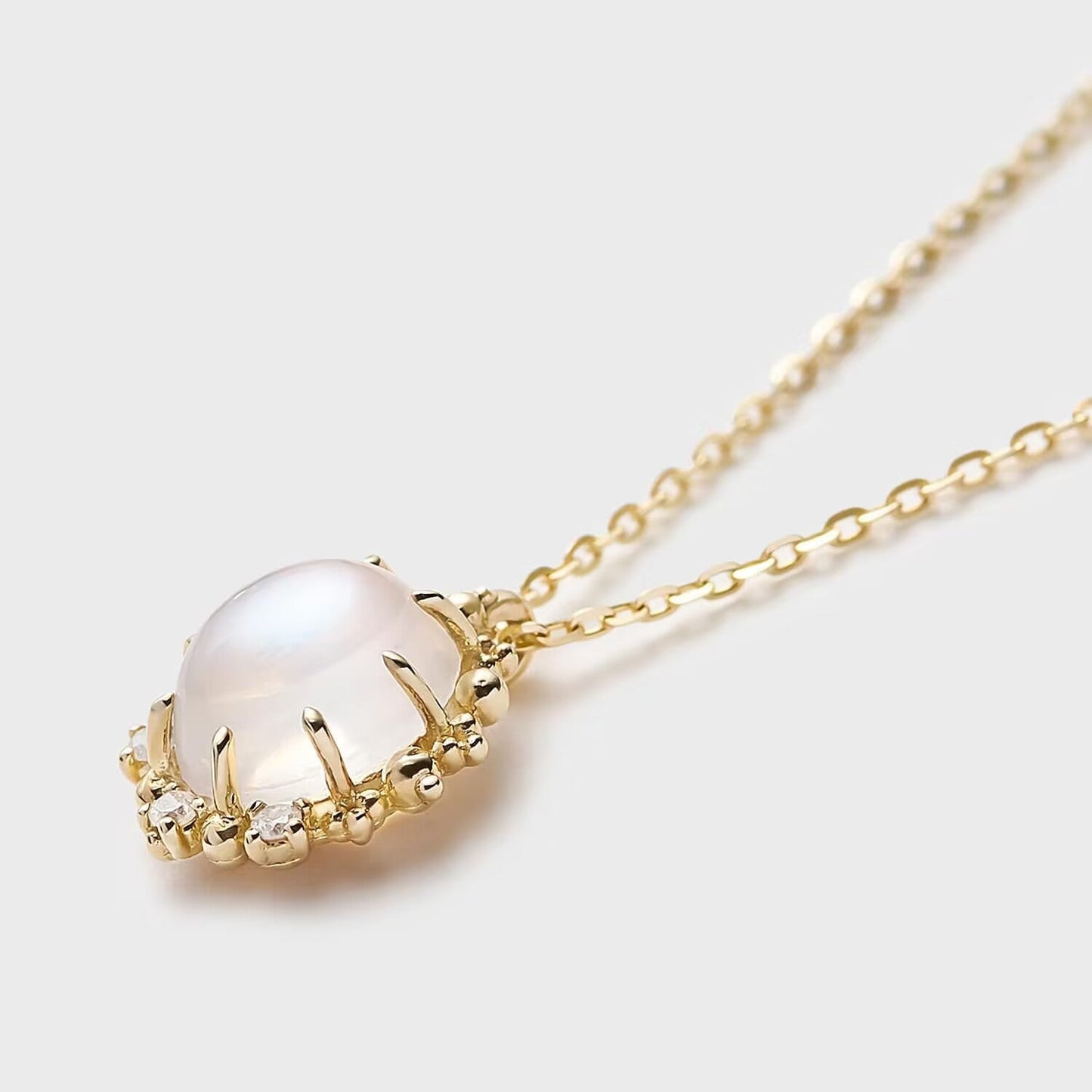 Retro Moonstone & Zircon Necklace