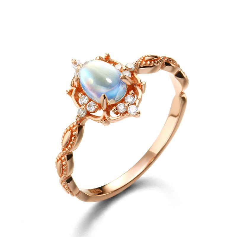 French Retro Oval Moonstone Ring - Crystally