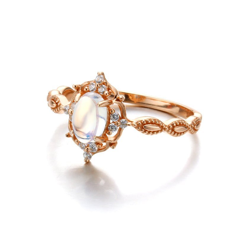 French Retro Oval Moonstone Ring - Crystally