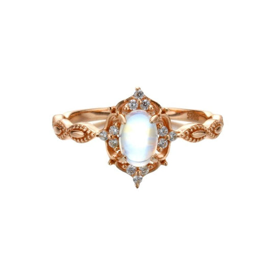 French Retro Oval Moonstone Ring - Crystally