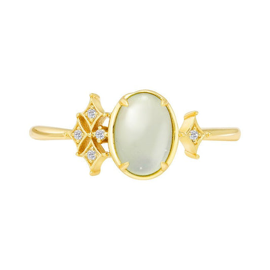 French Retro Prehnite Ring - Crystally