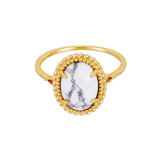 French Retro White Turquoise Ring - Crystally