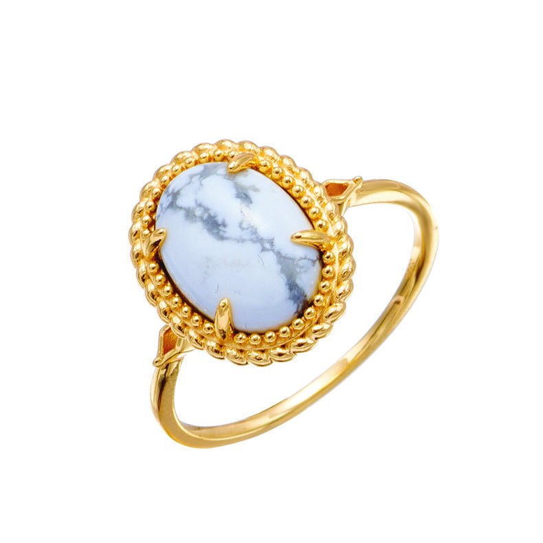 French Retro White Turquoise Ring - Crystally