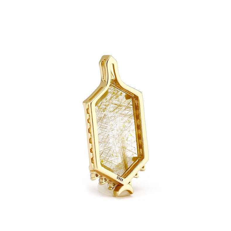 Hexagon Rutilated Quartz Pendant - Crystally