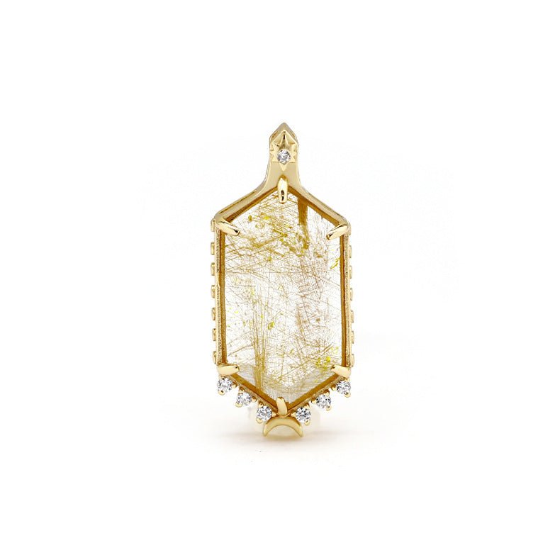 Hexagon Rutilated Quartz Pendant - Crystally