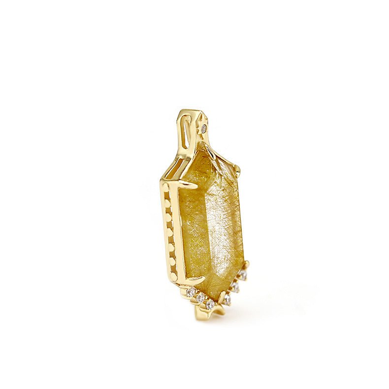 Hexagon Rutilated Quartz Pendant - Crystally