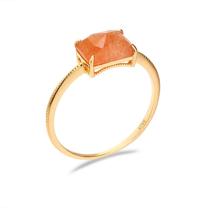 Minimalist Colorful Rutilated Quartz Ring - Crystally