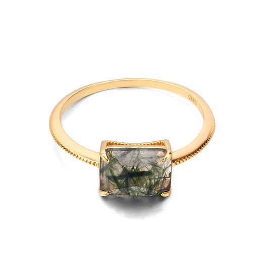 Minimalist Colorful Rutilated Quartz Ring - Crystally