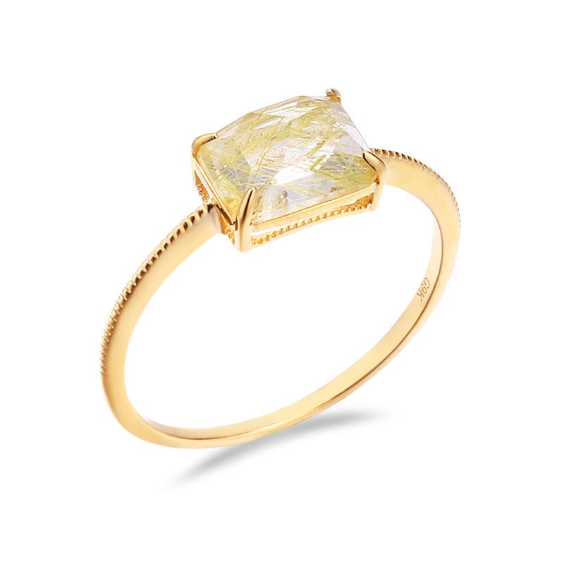 Minimalist Colorful Rutilated Quartz Ring - Crystally