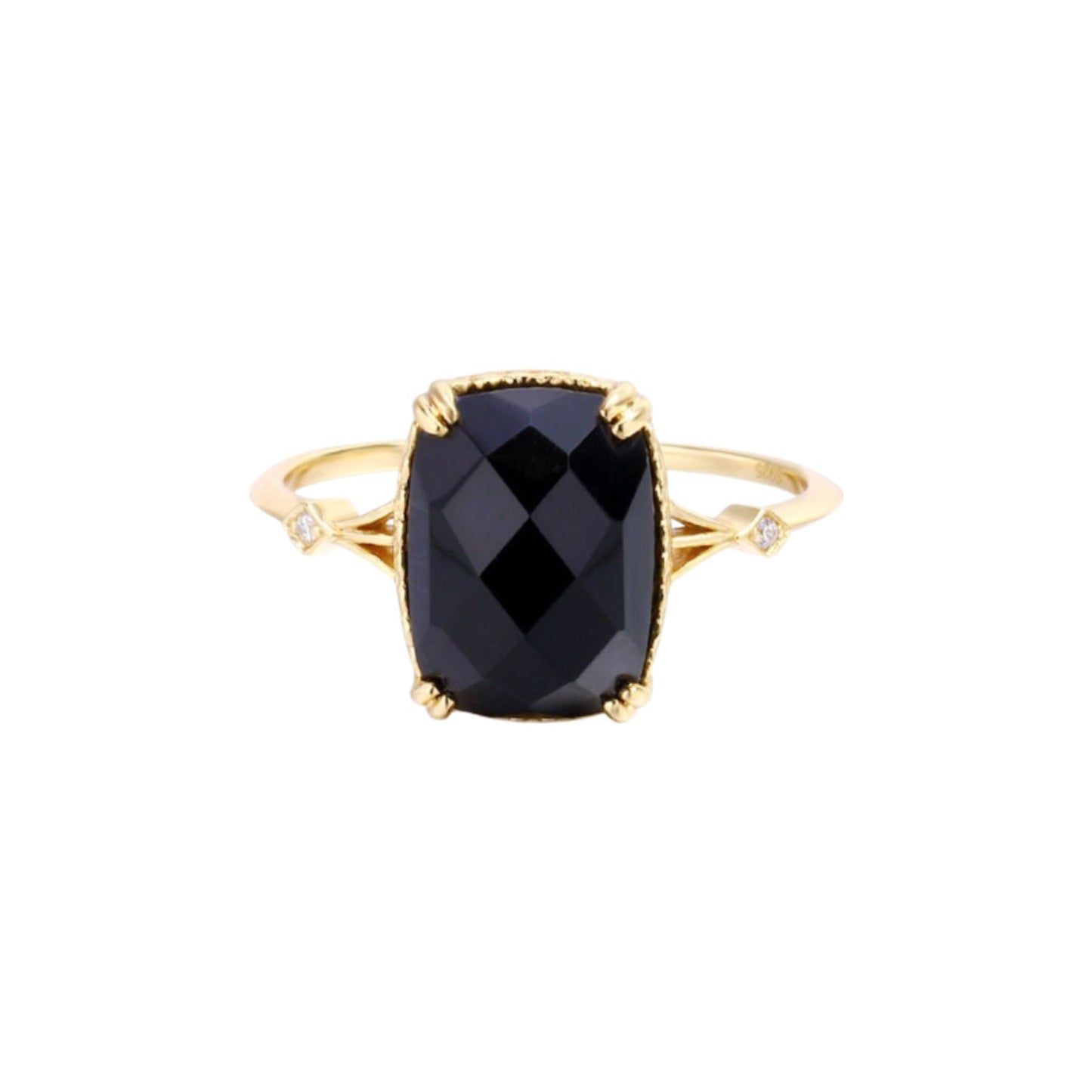 Minimalist Rectangular Onyx Ring - Crystally