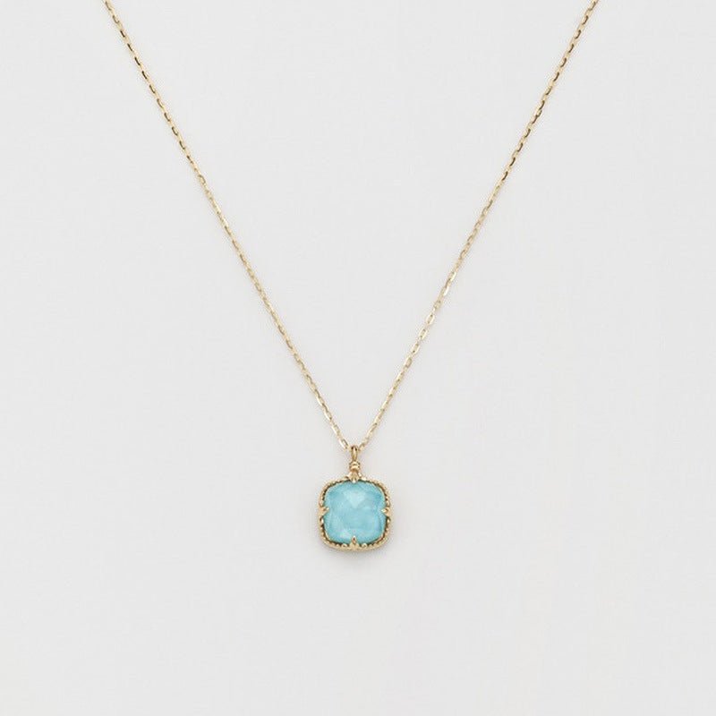 Minimalist Retro Turquoise & Clear Quartz Necklace - Crystally