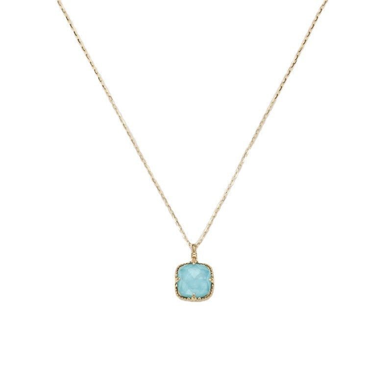 Minimalist Retro Turquoise & Clear Quartz Necklace - Crystally