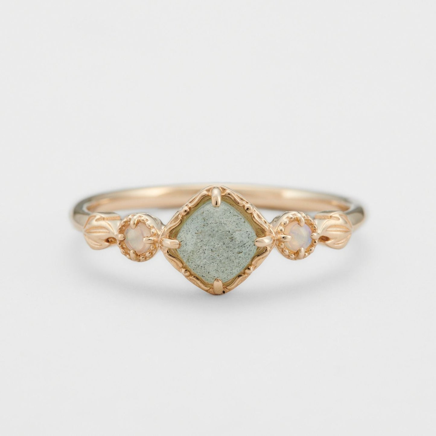 Minimalist Rhombic Labradorite Ring - Crystally