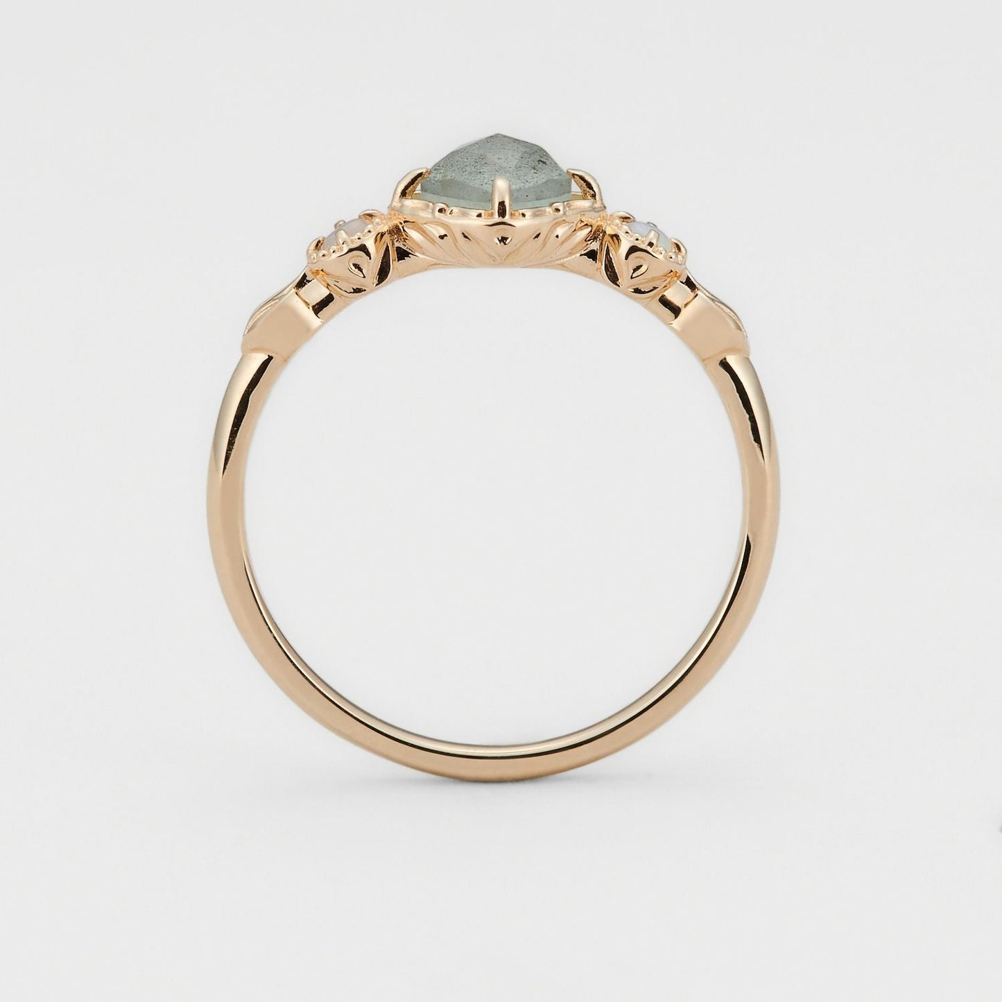 Minimalist Rhombic Labradorite Ring - Crystally