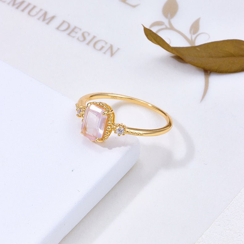 Minimalist Rose Quartz Ring - Crystally