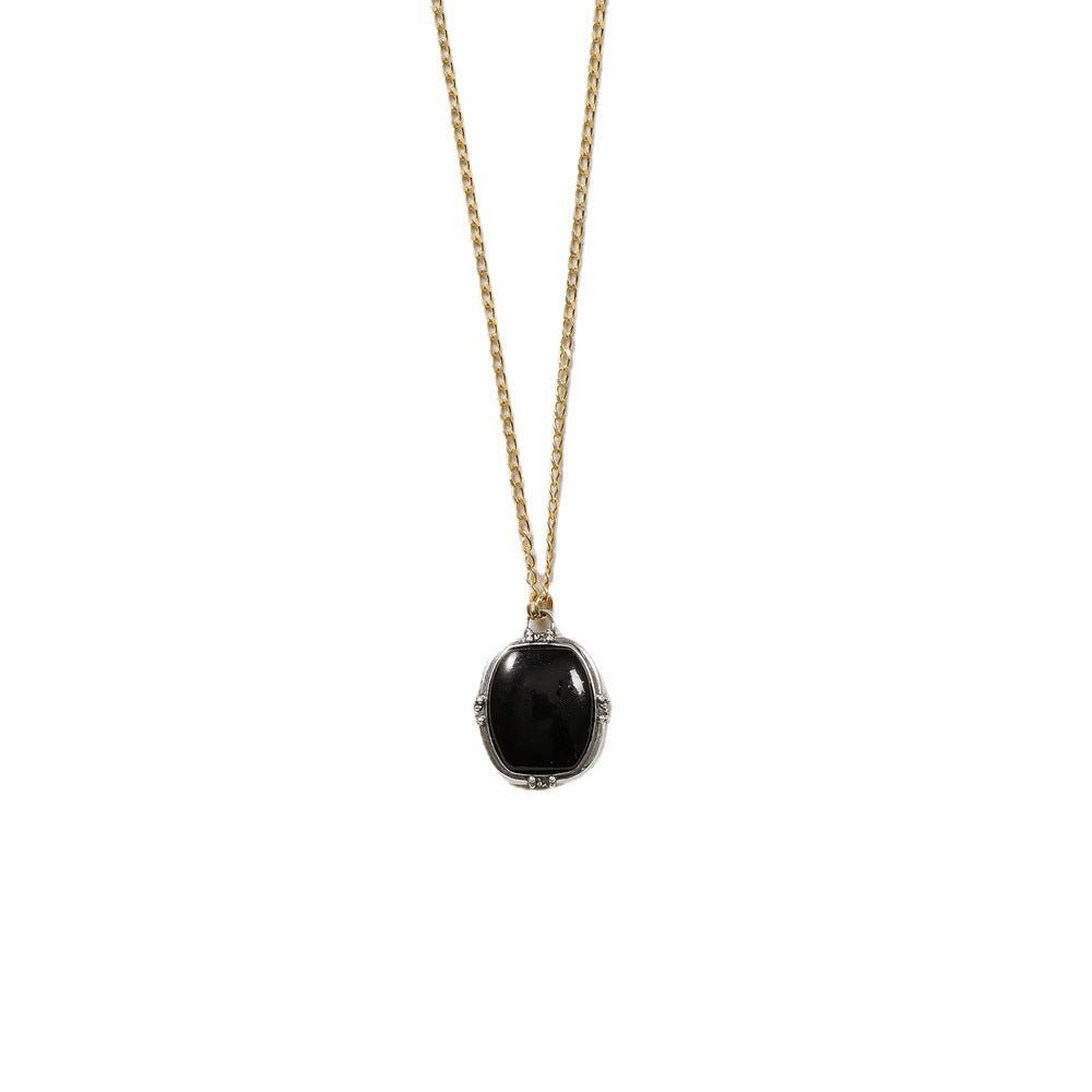 Rectangular Vintage Onyx Necklace - Crystally