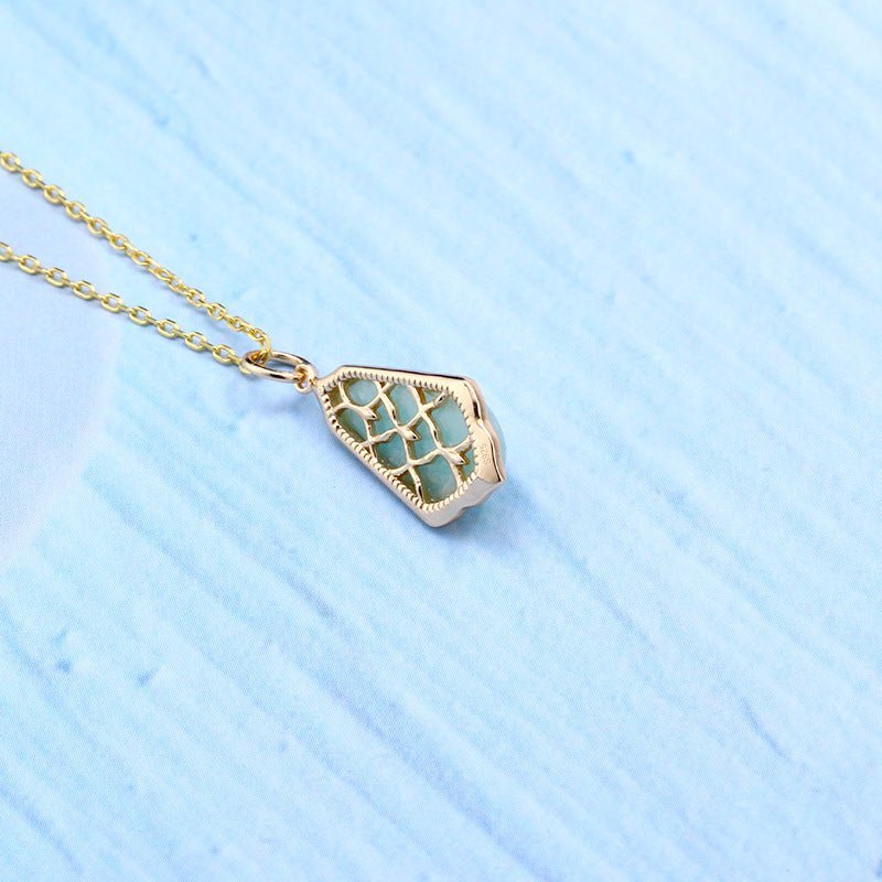 Relief Pattern Amazonite Stone Double-sided Pendant - Crystally