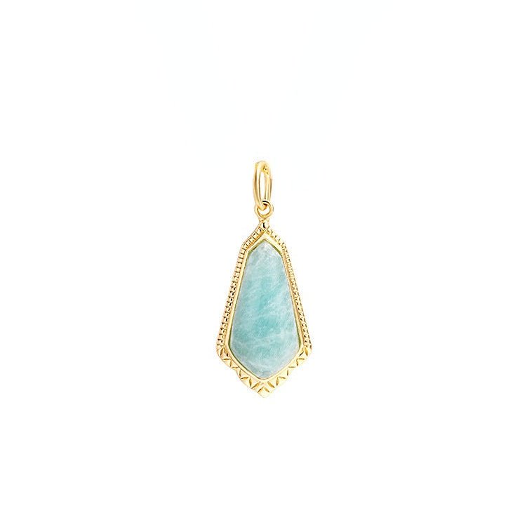 Relief Pattern Amazonite Stone Double-sided Pendant - Crystally