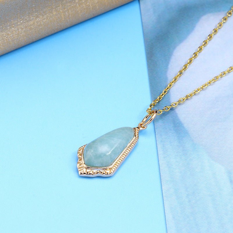 Relief Pattern Amazonite Stone Double-sided Pendant - Crystally