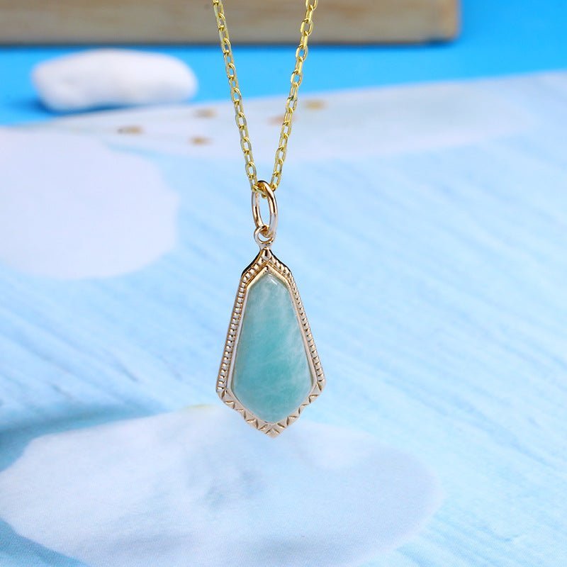 Relief Pattern Amazonite Stone Double-sided Pendant - Crystally