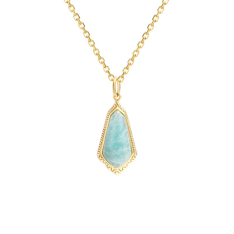 Relief Pattern Amazonite Stone Double-sided Pendant - Crystally