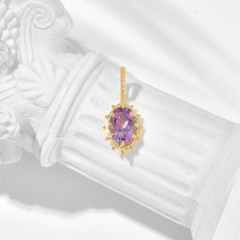 Retro Amethyst Crown Pendant - Crystally