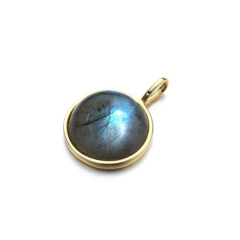 Retro Full Moon Series Labradorite Pendant - Crystally